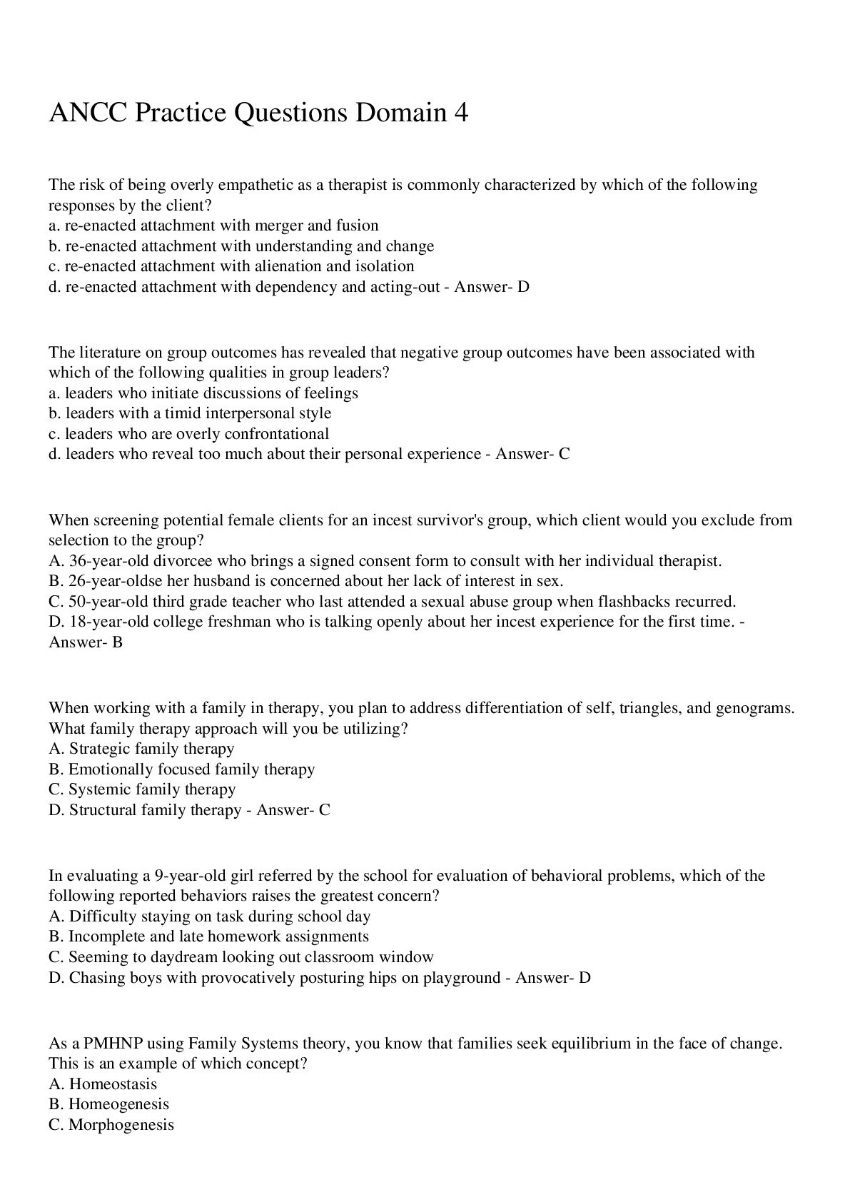 Preview image for ANCC Practice Questions Domain 4